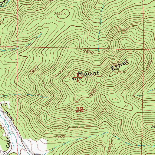 Topographic Map of Mount Ethel, CO