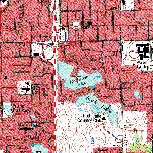 Topographic Map of Golfview Lake, IL