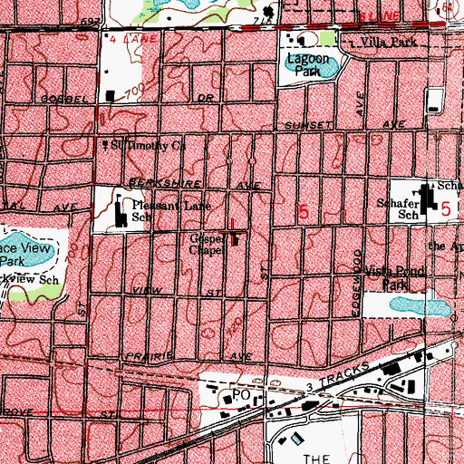 Topographic Map of Lombard Gospel Chapel, IL