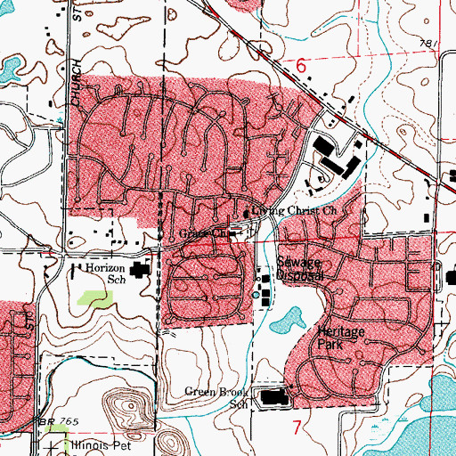 Topographic Map of Grace Church, IL