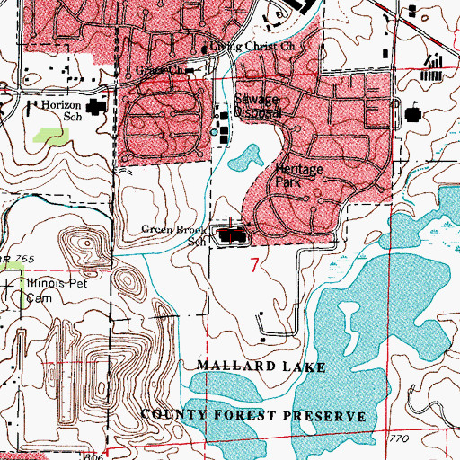 Topographic Map of Greenbrook Elementary School, IL