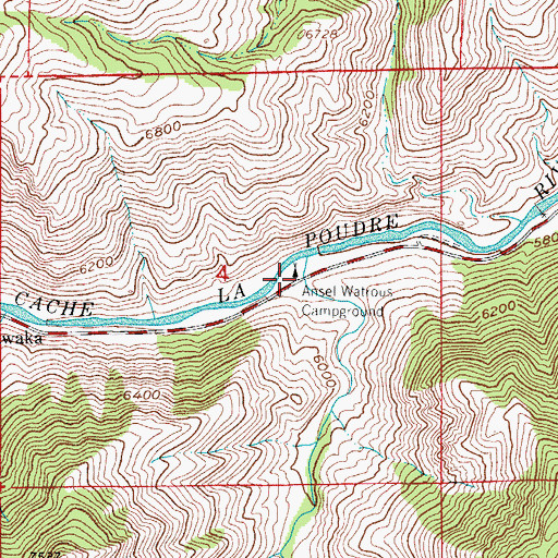 Topographic Map of Ansel Watrous Campground, CO