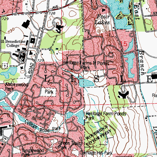 Topographic Map of Heritage Farms N Ponds Park, IL