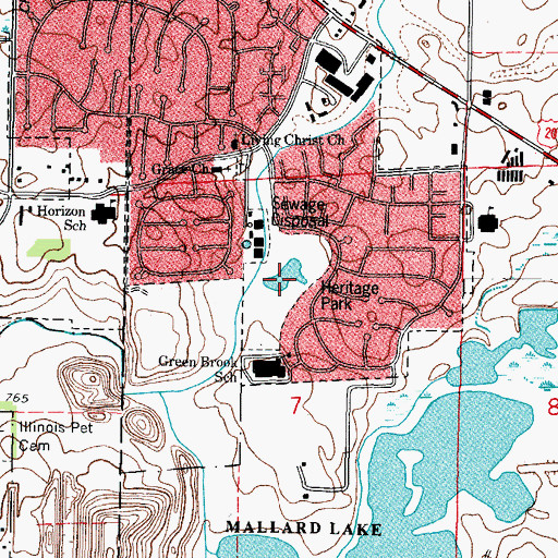 Topographic Map of Heritage Park, IL