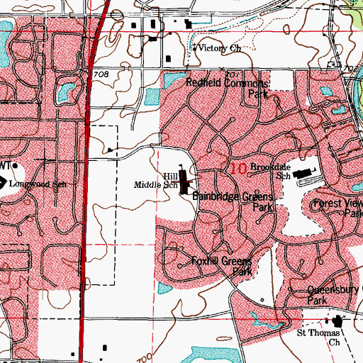 Topographic Map of Thayer J Hill Middle School, IL