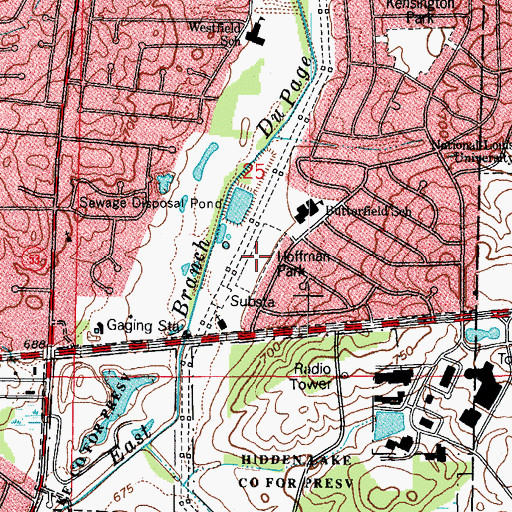 Topographic Map of Hoffman Park, IL