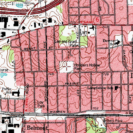 Topographic Map of Hoopers Hollow Park, IL