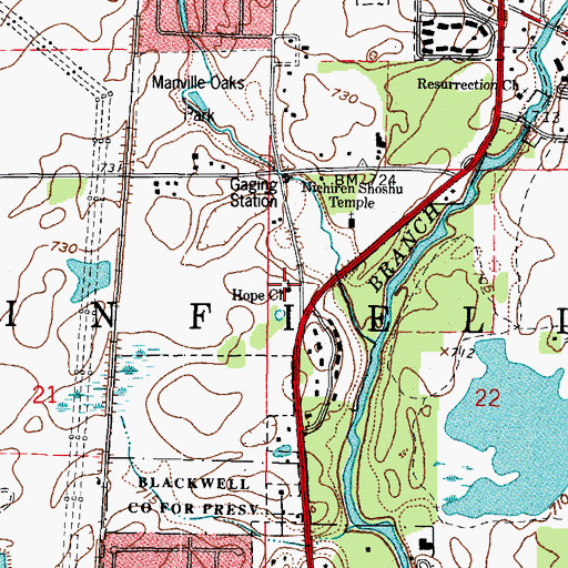 Topographic Map of Hope Evangelical Lutheran Church, IL