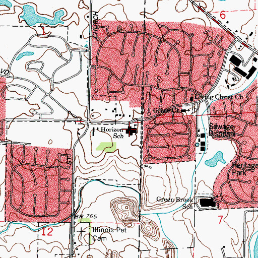 Topographic Map of Horizon Elementary School, IL