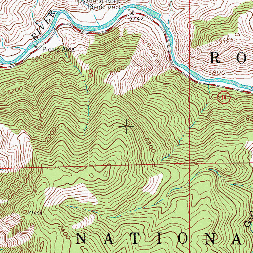 Topographic Map of Diamond Rock Picnic Area, CO