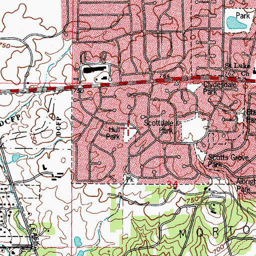 Topographic Map of Hull Park, IL
