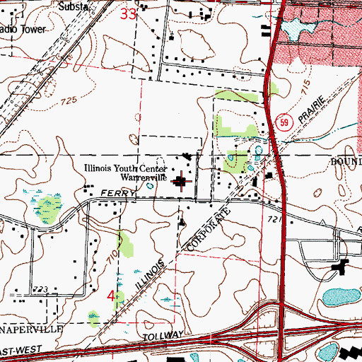 Topographic Map of Illinois Youth Center - Warrenville, IL