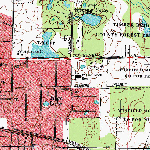 Topographic Map of Indian Knoll Elementary School, IL