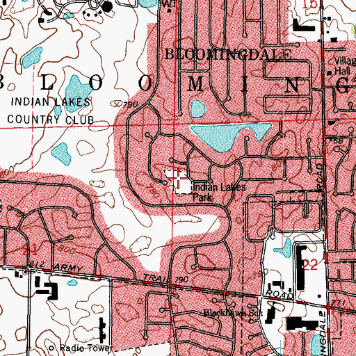 Topographic Map of Indian Lakes Park, IL