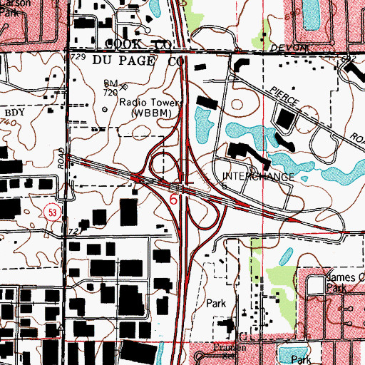 Topographic Map of Interchange 5, IL