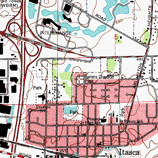 Topographic Map of James Clayson Park, IL
