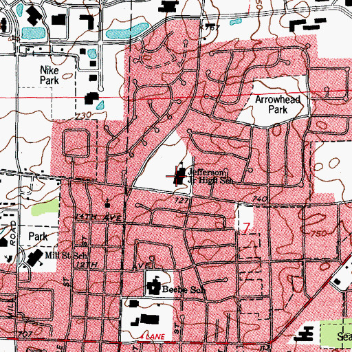 Topographic Map of Jefferson Junior High School, IL