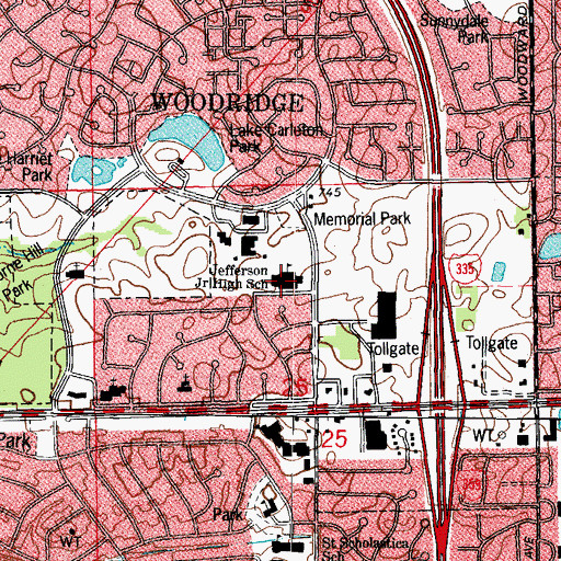 Topographic Map of Thomas Jefferson Junior High School, IL