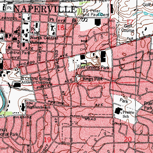 Topographic Map of Kings Park, IL