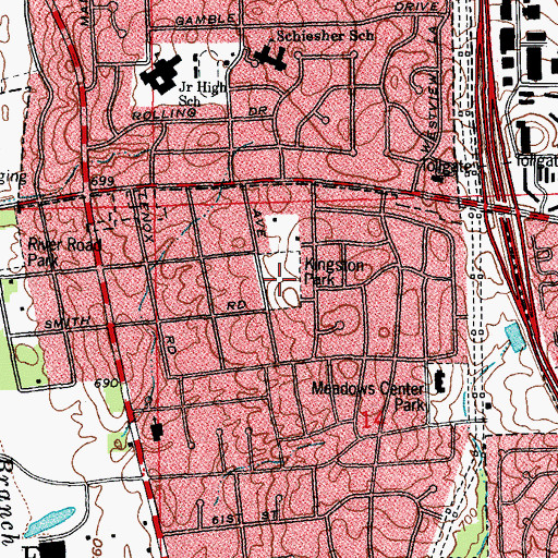 Topographic Map of Kingston Park, IL