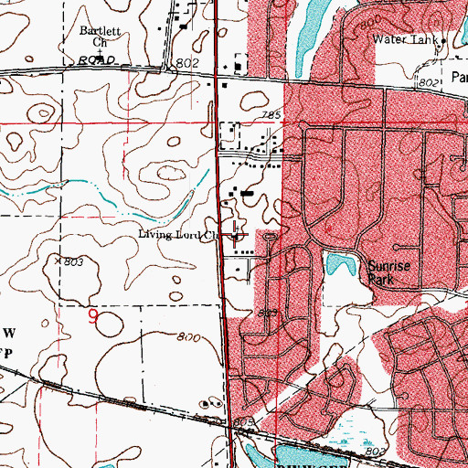 Topographic Map of Living Lord Lutheran Church, IL