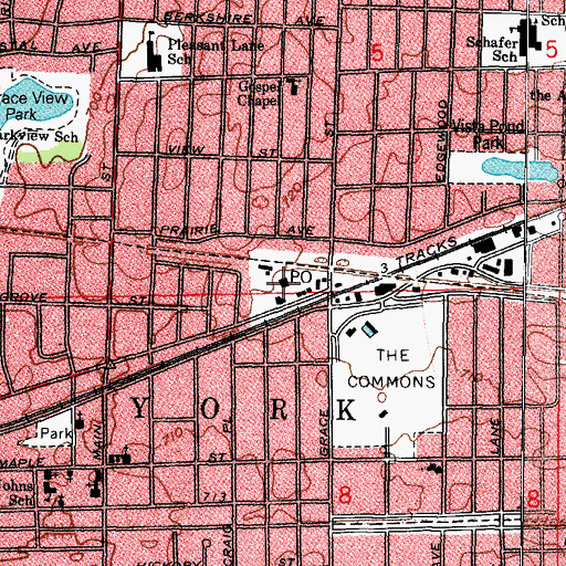 Topographic Map of Lombard Post Office, IL