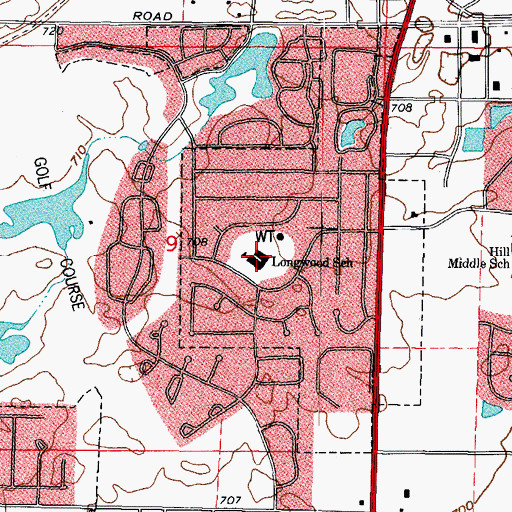 Topographic Map of Longwood Elementary School, IL