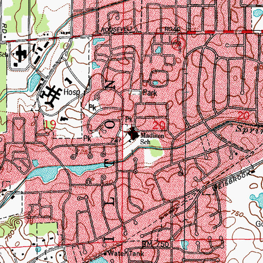 Topographic Map of Madison Elementary School, IL