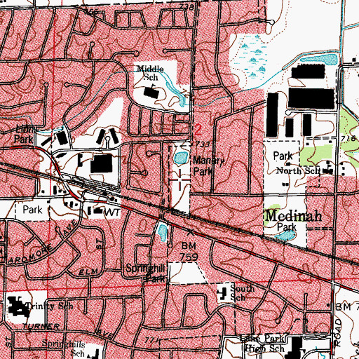 Topographic Map of Manary Park, IL