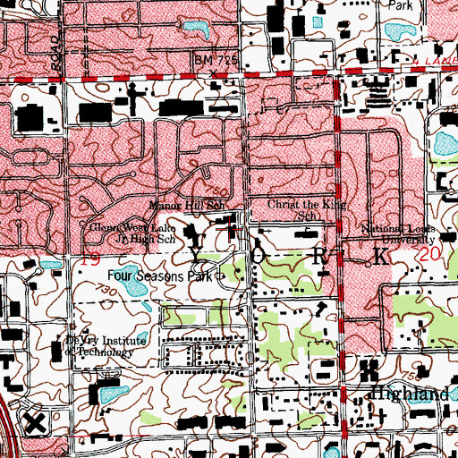 Topographic Map of Manor Hill Elementary School, IL