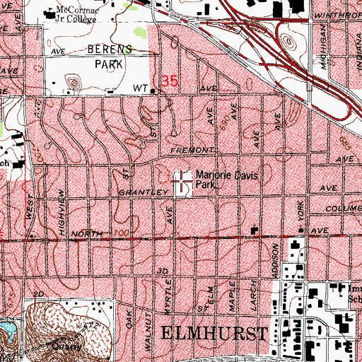 Topographic Map of Marjorie Davis Park, IL
