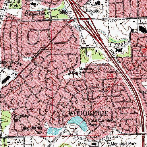 Topographic Map of Meadowview Elementary School, IL