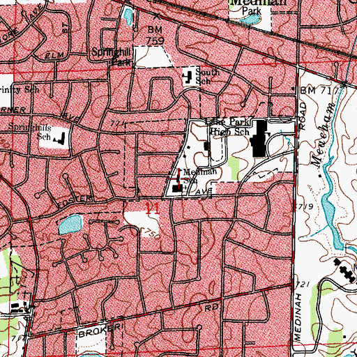 Topographic Map of Medinah Christian School, IL