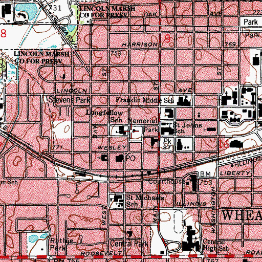 Topographic Map of Memorial Park, IL