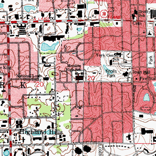 Topographic Map of Montine High School, IL