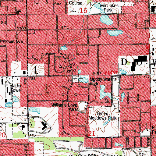 Topographic Map of Muddy Waters Park, IL