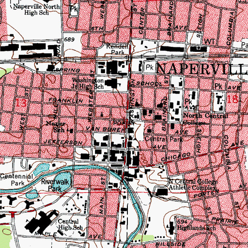 Topographic Map of Washington Street Post Office, IL