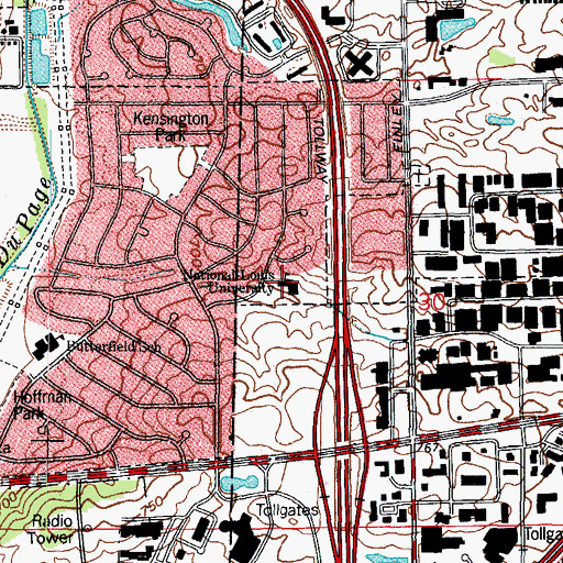Topographic Map of National Louis University, IL
