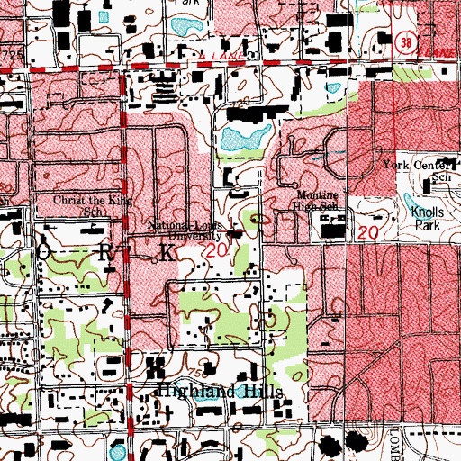 Topographic Map of National-Louis University, IL