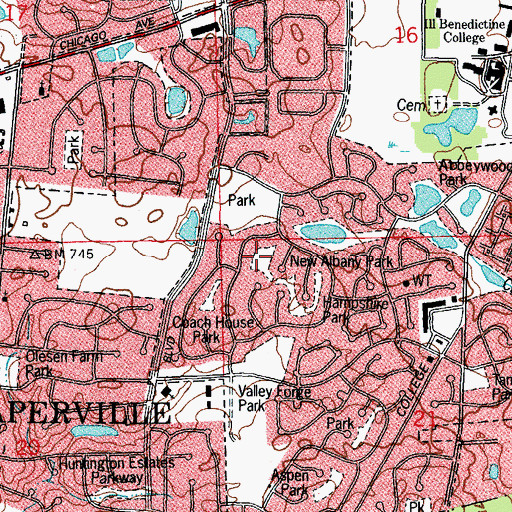 Topographic Map of New Albany Park, IL