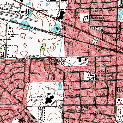 Topographic Map of New Castle Green Park, IL