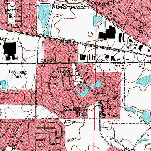 Topographic Map of Newport Park, IL