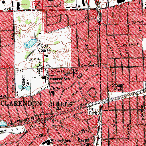 Topographic Map of Notre Dame School, IL