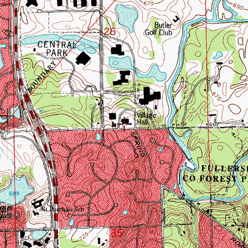 Topographic Map of Oakbrook Village Hall, IL