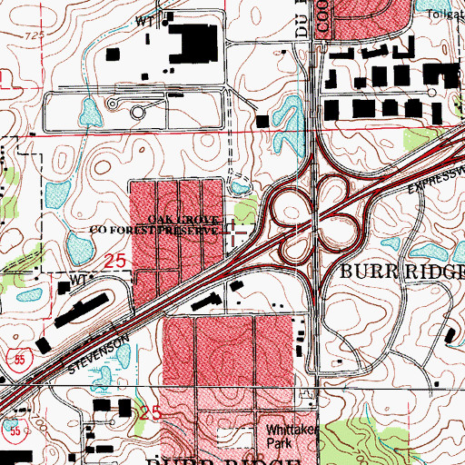Topographic Map of Oak Grove County Forest Preserve, IL