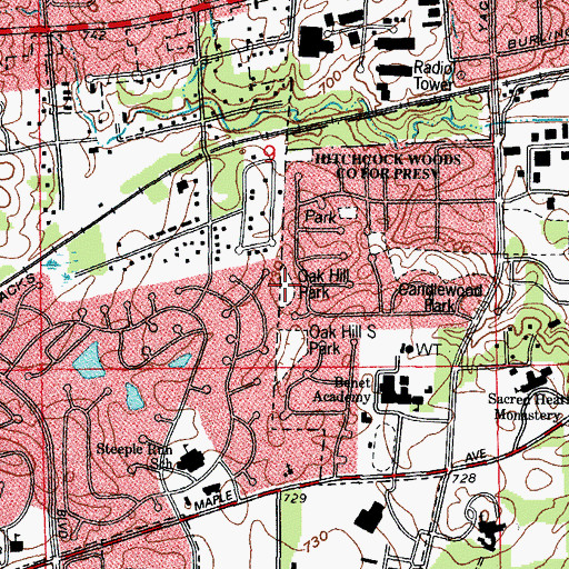 Topographic Map of Oak Hill Park, IL