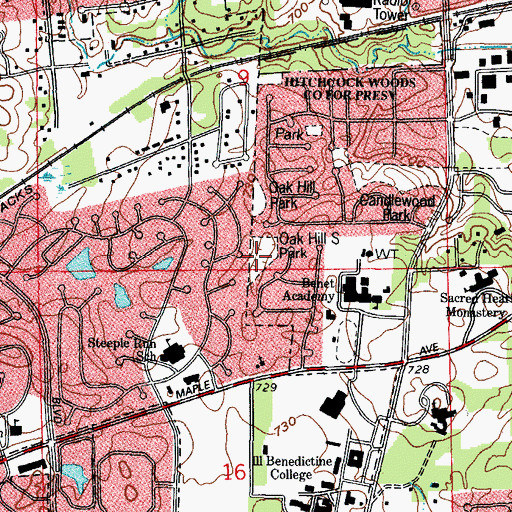 Topographic Map of Oak Hill South Park, IL