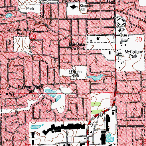 Topographic Map of O'Brien Park, IL