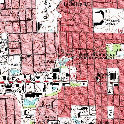 Topographic Map of Old Grove Park, IL
