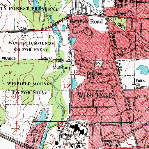 Topographic Map of Old Pond Park, IL
